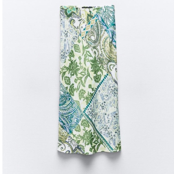 Zara Printed Silk Midi Skirt - Picture 1 of 3